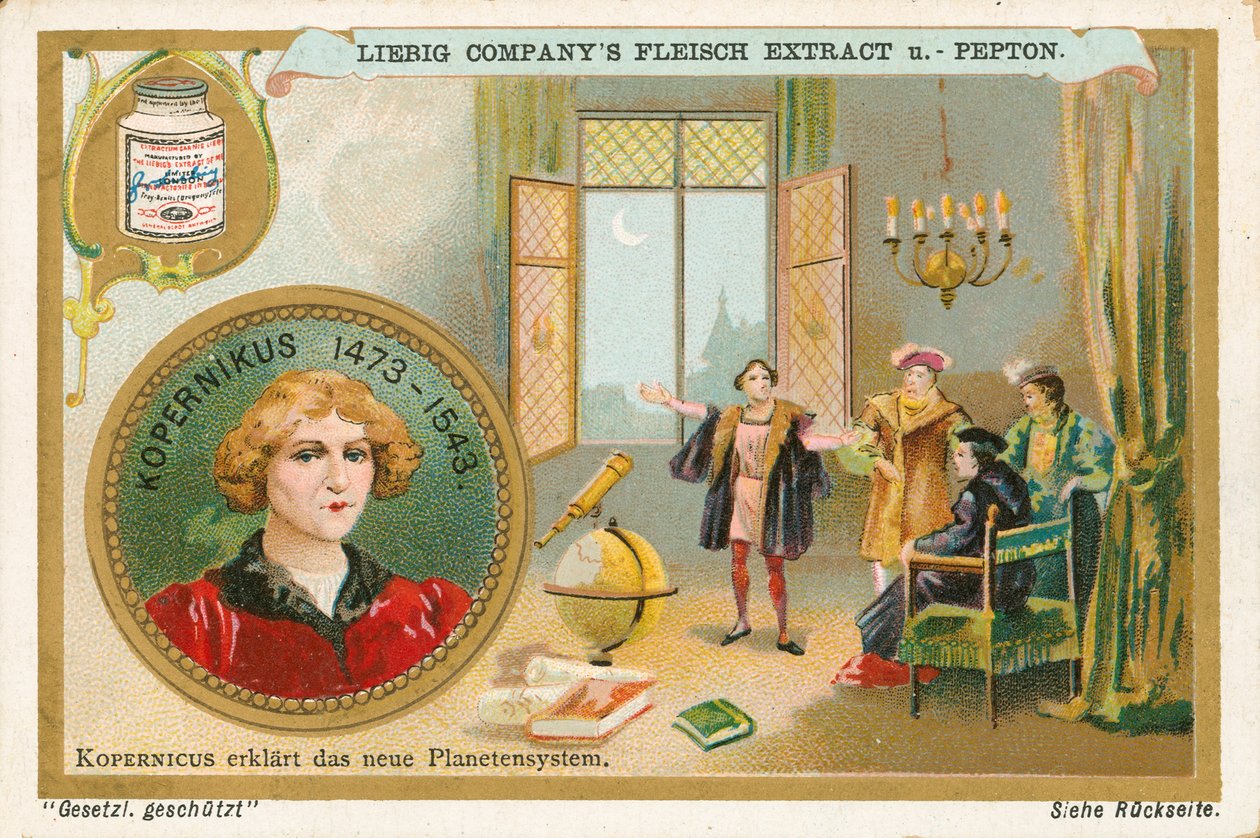 Koperník, Liebigova karta, počátek 20. století (chromo) od European School