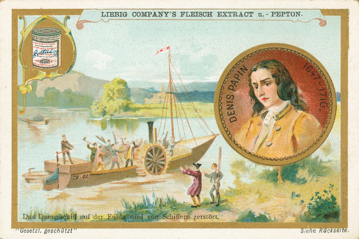 Denis Papin, Liebigova karta, počátek 20. století (chromo) od European School