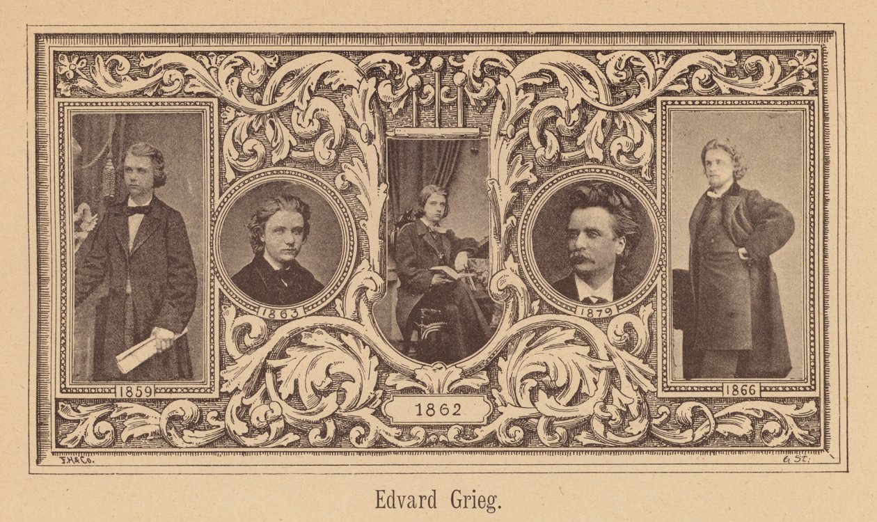 Edvard Grieg, norský skladatel (rytina) od European School