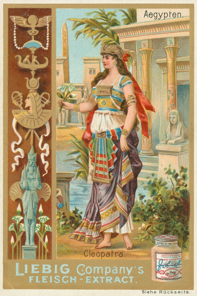 Egypt, Kleopatra, Liebigova karta, počátek 20. století (chromo) od European School