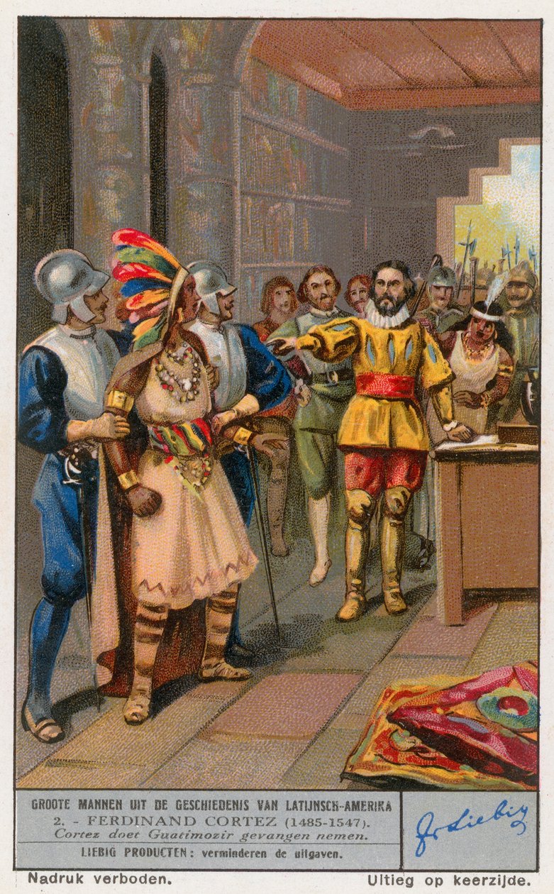Ferdinand Cortez, Liebigova karta, počátek 20. století (chromo) od European School