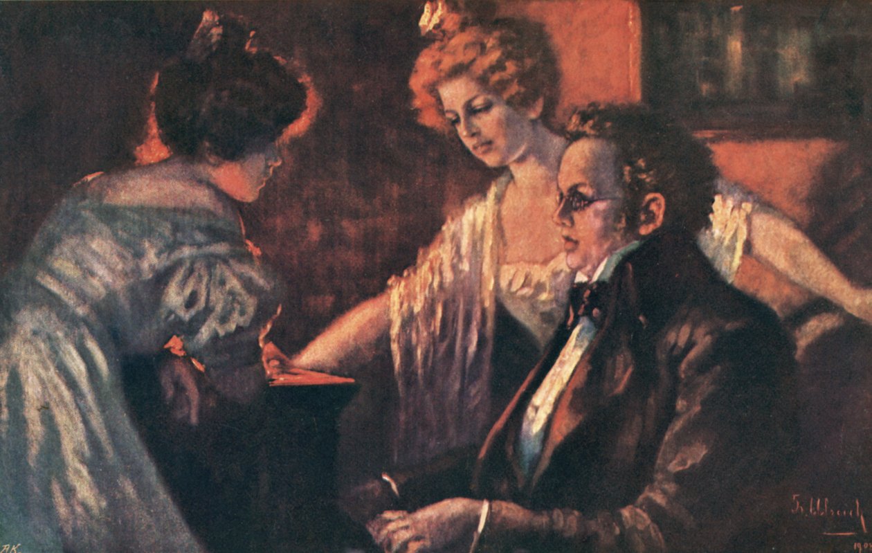 Franz Schubert, rakouský skladatel (barevná litografie) od European School