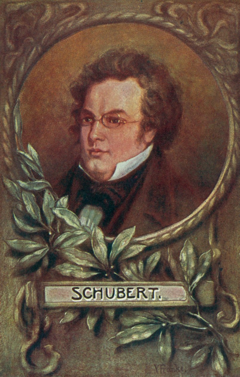 Franz Schubert, rakouský skladatel (barevná litografie) od European School