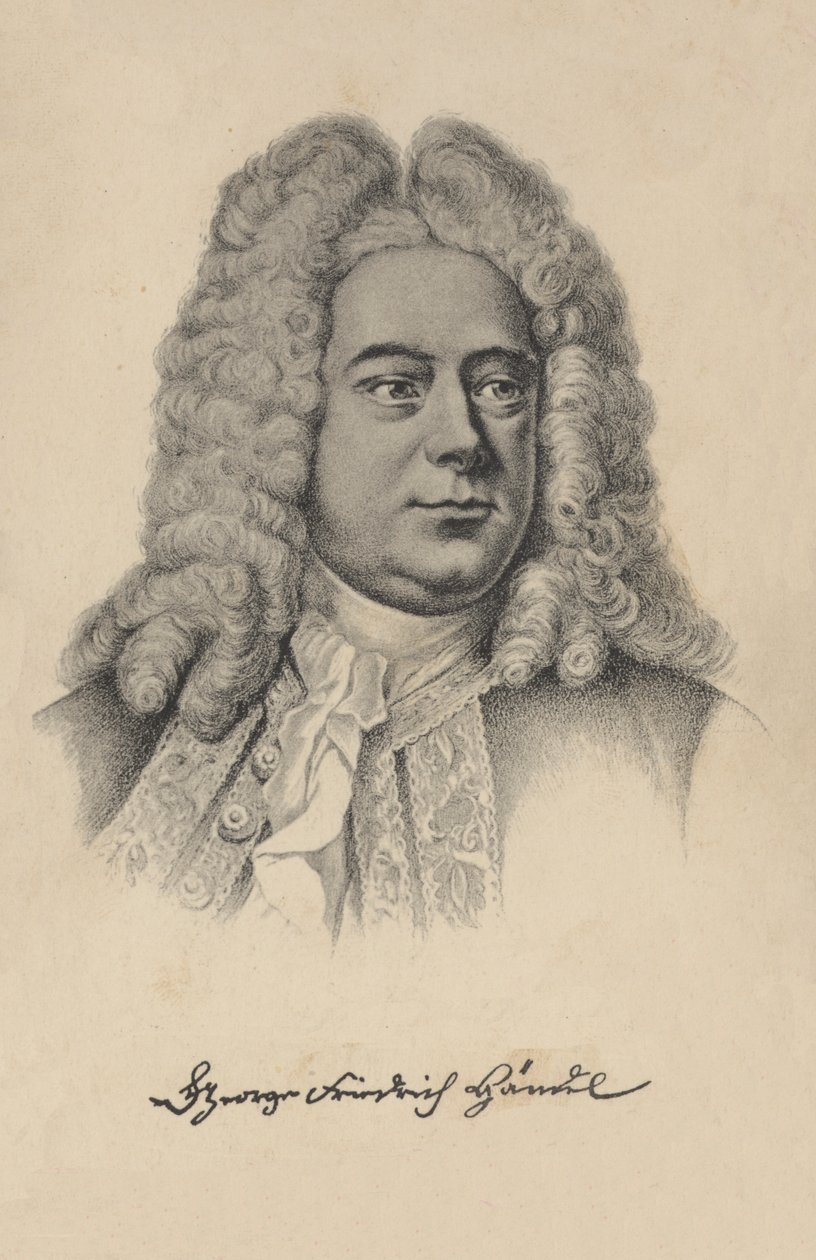 George Frideric Händel, britský barokní skladatel německého původu (litografie) od European School