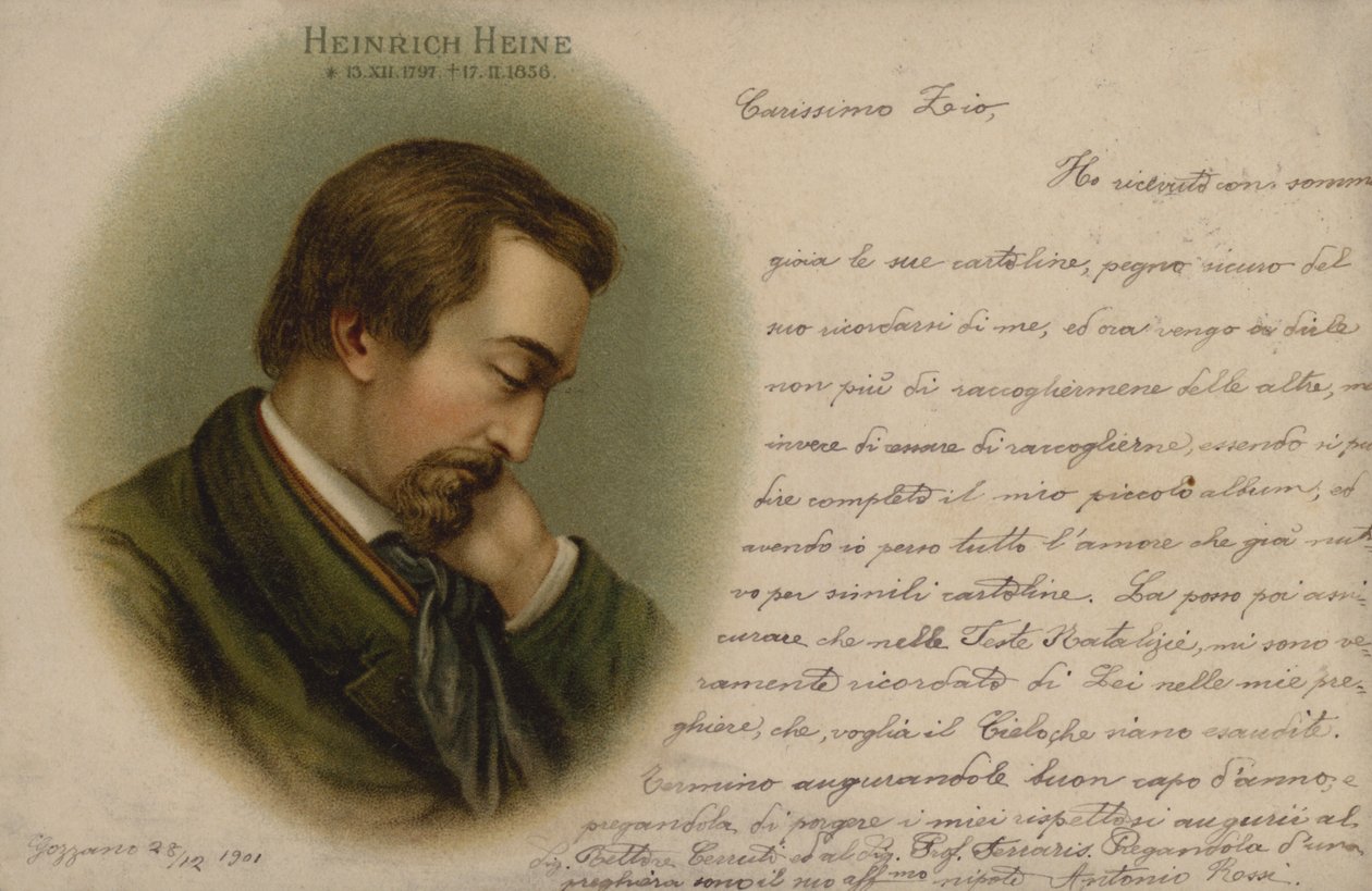 Heinrich Heine, německý básník (chromolit) od European School