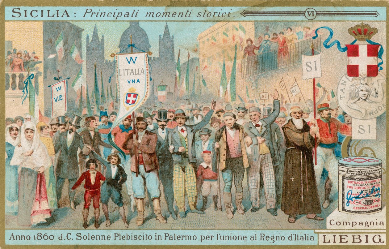 Dějiny Sicílie, Liebigova karta, počátek 20. století (chromo) od European School