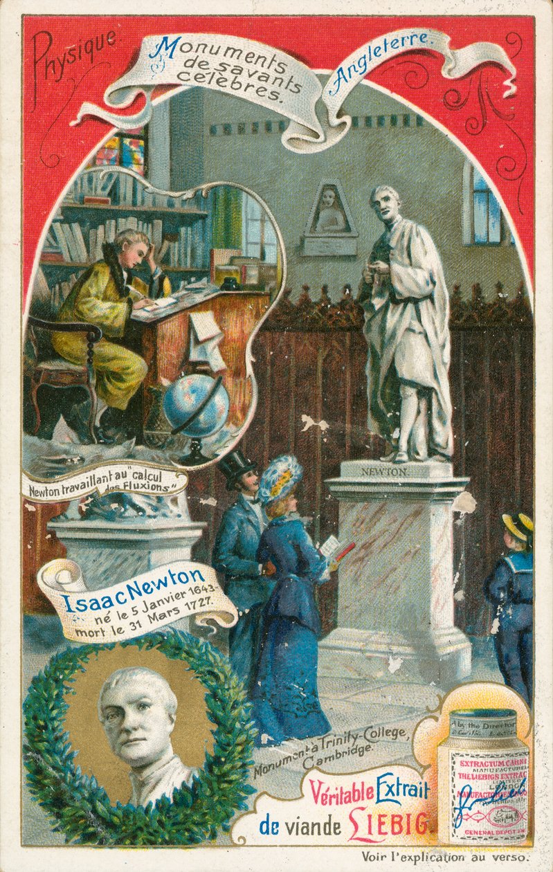 Isaac Newton, Liebigova karta, počátek 20. století (chromo) od European School