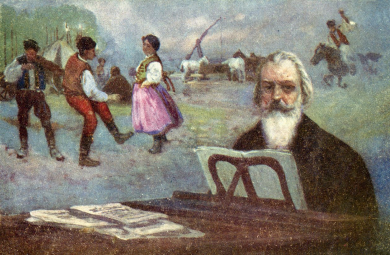 Johannes Brahms: Uherské tance (barevná litografie) od European School