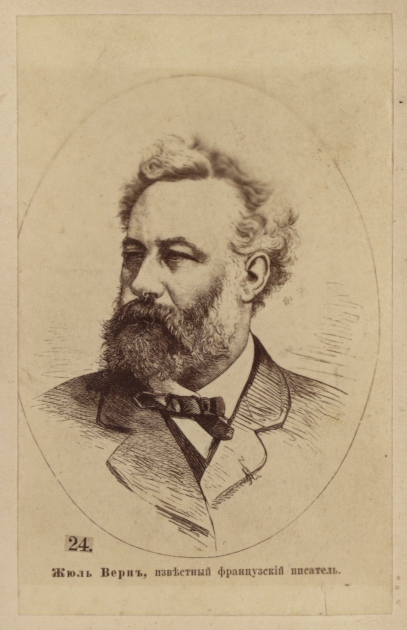 Jules Verne, francouzský spisovatel, básník a dramatik (litografie) od European School