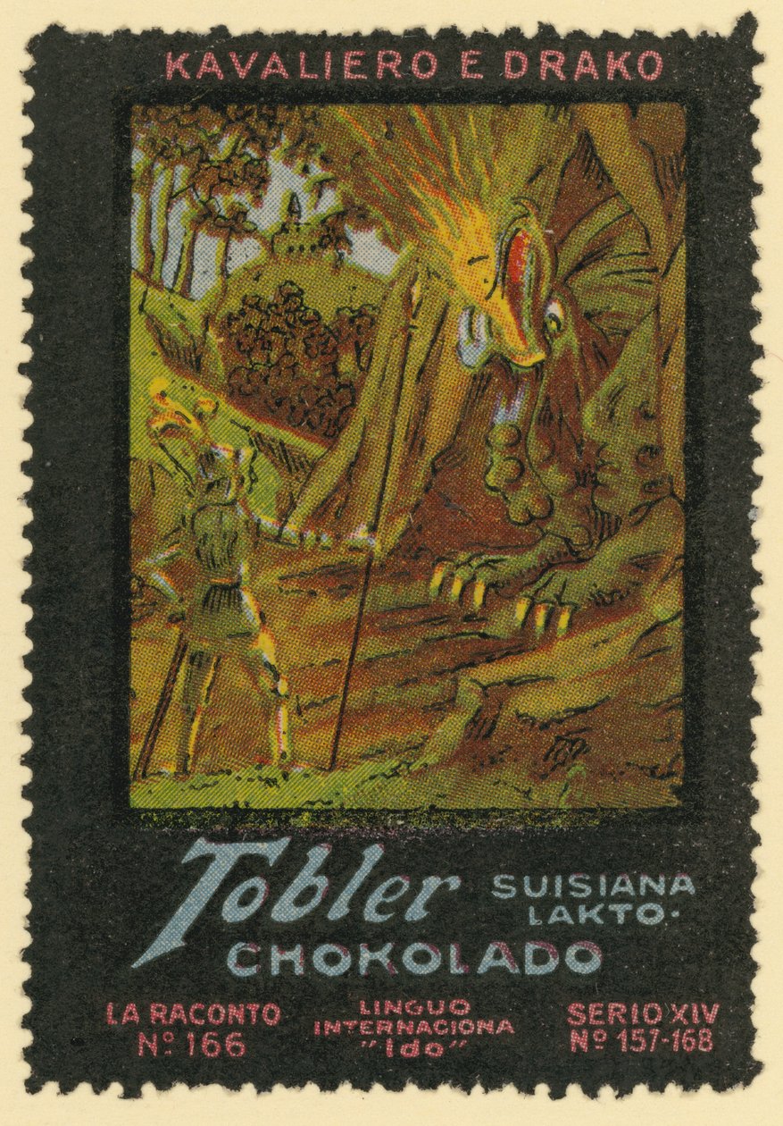 Rytíř a drak (barevná litografie) od European School