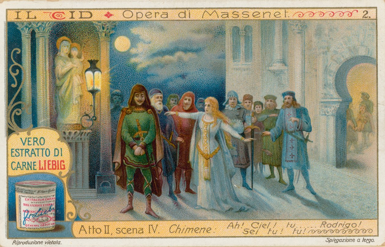 Le Cid od Masseneta, Liebigova karta, počátek 20. století (chromo) od European School