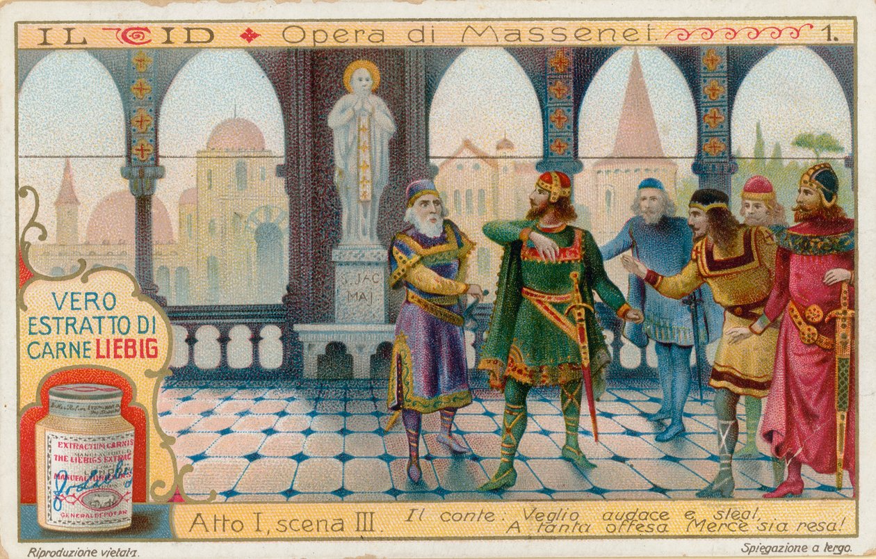 Le Cid od Masseneta, Liebigova karta, počátek 20. století (chromo) od European School