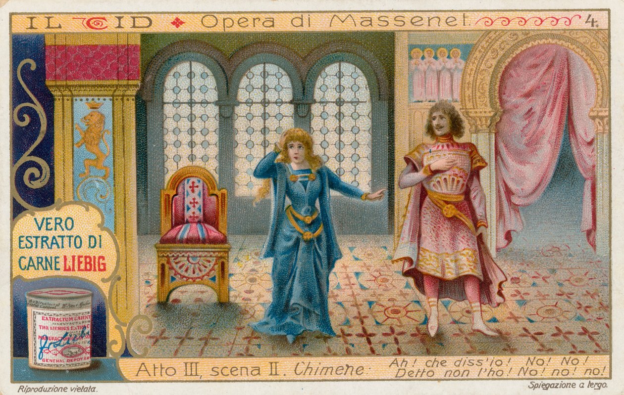 Le Cid od Masseneta, Liebigova karta, počátek 20. století (chromo) od European School