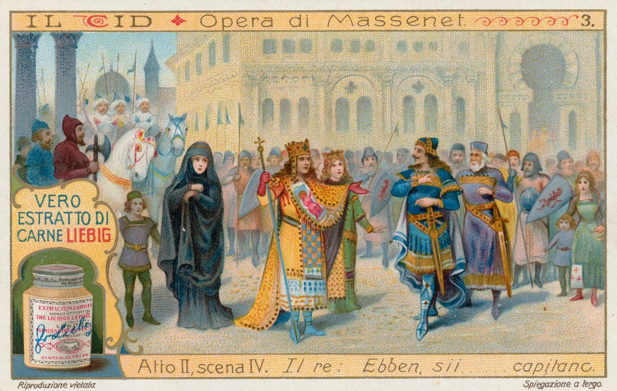 Le Cid od Masseneta, Liebigova karta, počátek 20. století (chromo) od European School
