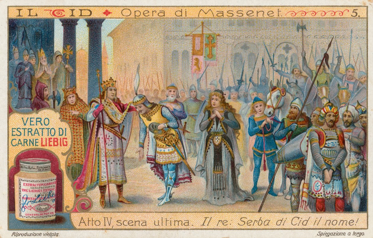Le Cid od Masseneta, Liebigova karta, počátek 20. století (chromo) od European School