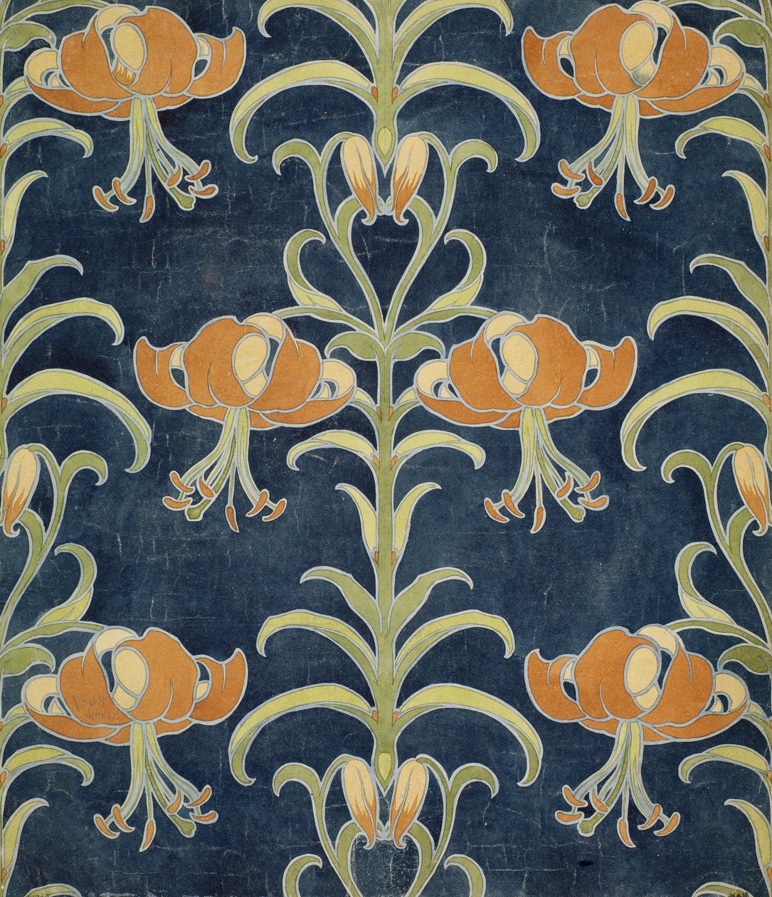 Lily design pro tapetu nebo textil, 1896 od European School
