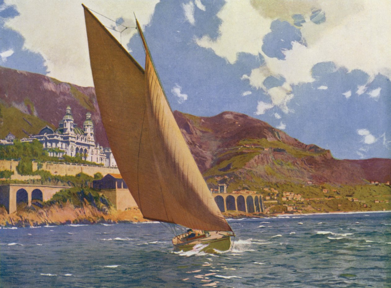 Monte-Carlo, závod jachet (barevná litografie) od European School
