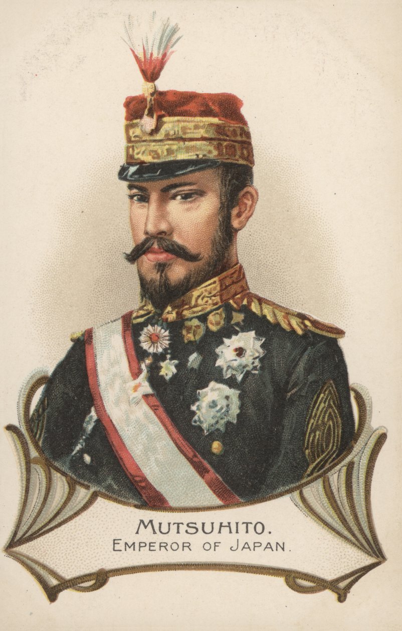 Mutsuhito, japonský císař (barevná litografie) od European School