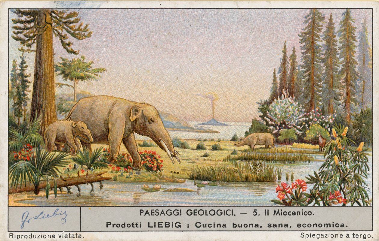 Prehistorický svět, Liebigova karta, počátek 20. století (chromo) od European School