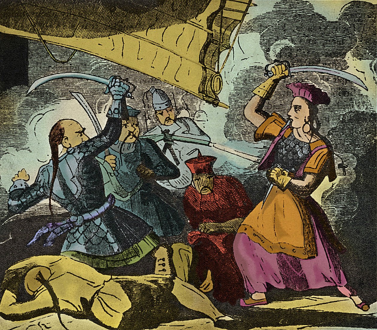 Shing Shi nebo Ching Shih (zemřel 1844). Čínská pirátka z 19. století. Velela skutečné flotile, se kterou porazila admirála Kwo Langa. od European School