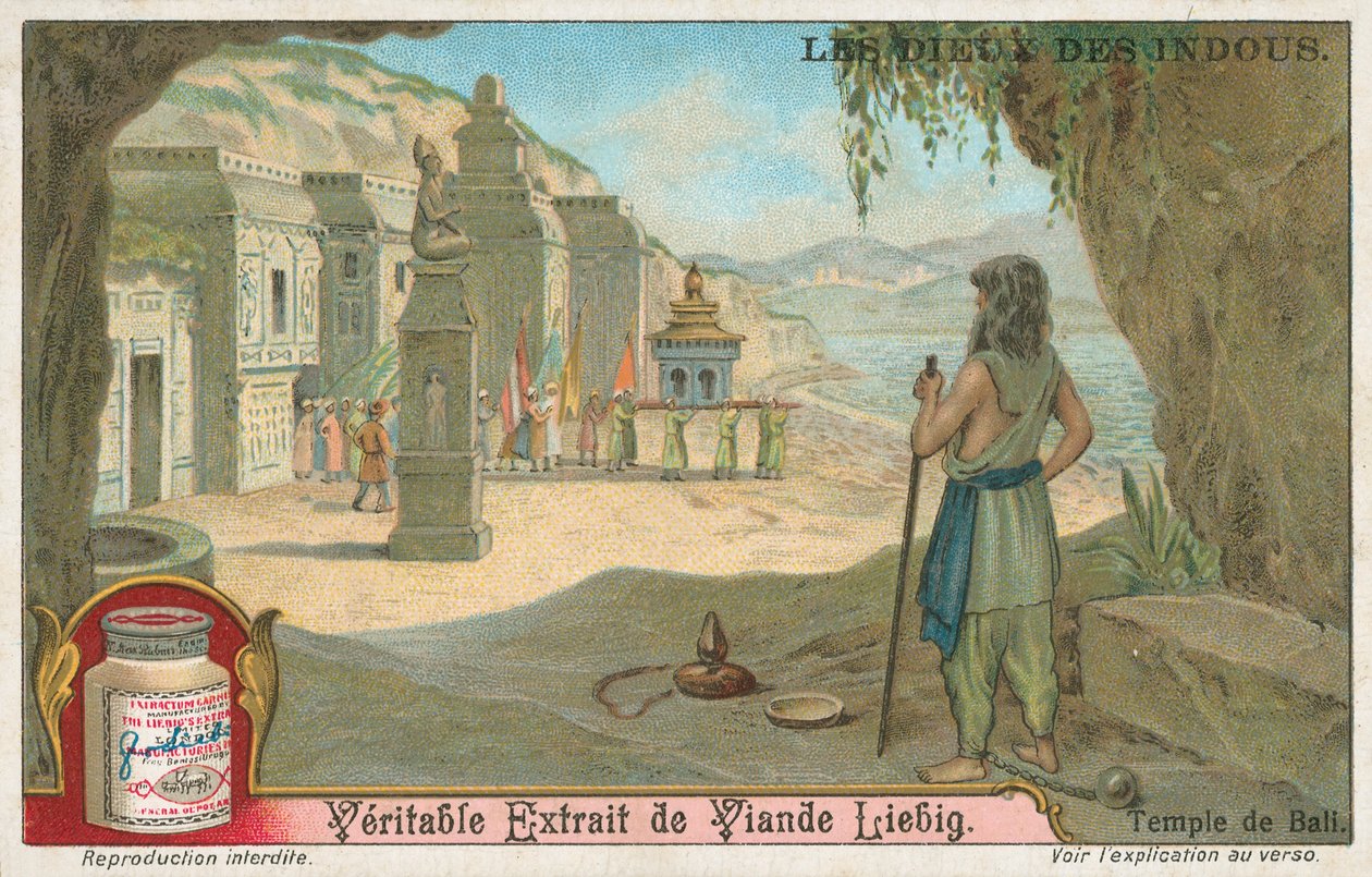 Chrám na Bali, Liebigova karta, počátek 20. století (chromo) od European School
