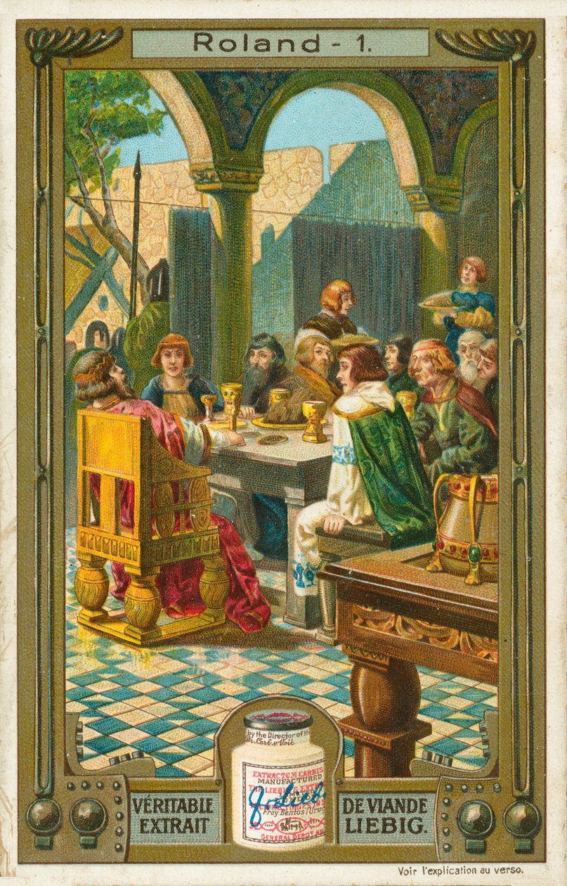 Příběh Rolanda, Liebigova karta, počátek 20. století (chromo) od European School
