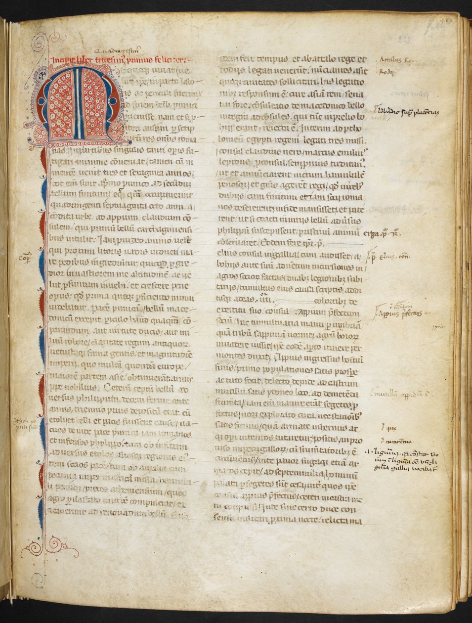 Titus Livius, Ab Urbe condita ("Codex Aginnensis"), f.223r, asi 1325-29 (pergamenový kodex) od European School