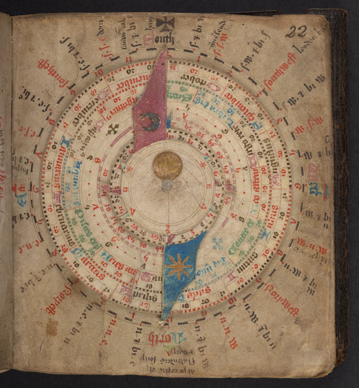Volvelle z astronomického kalendáře s lunárními a jinými tabulkami, Egerton MS 848 od European School