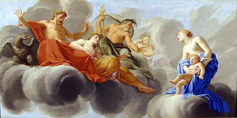 Life of Cupid - Venus Presents Amor to Jupiter od Eustache Le Sueur