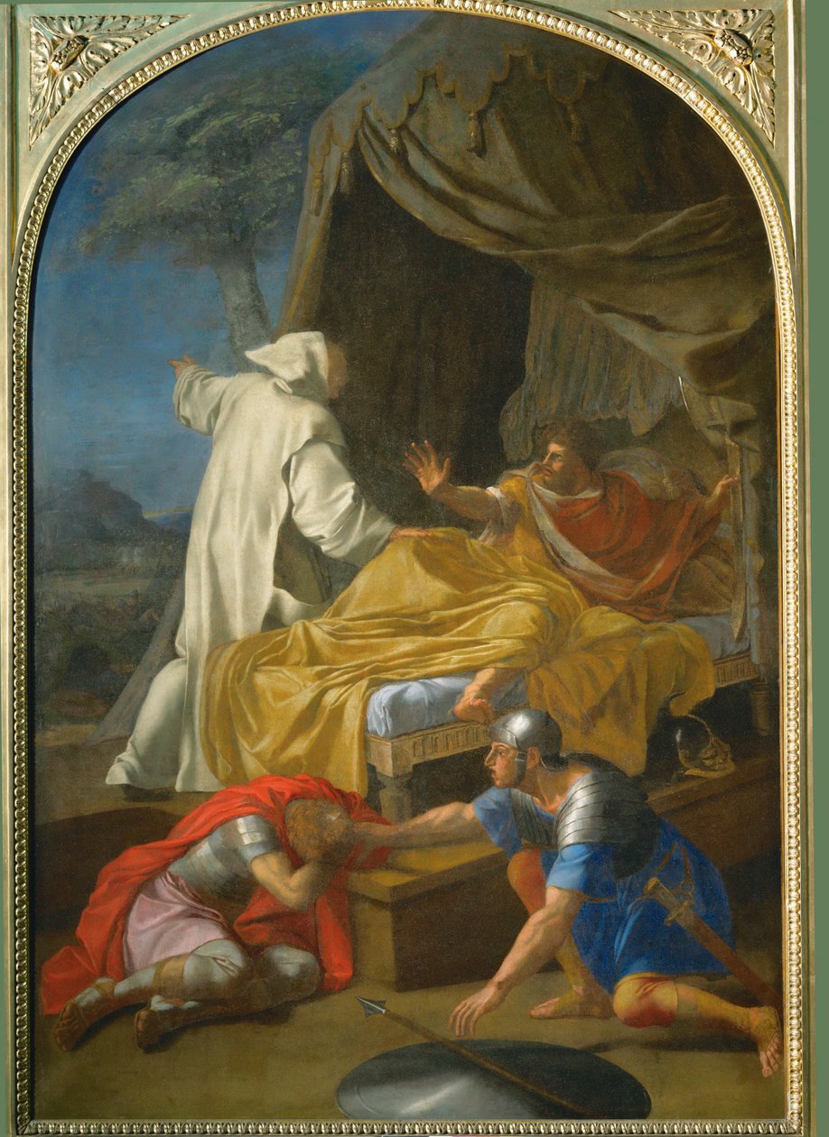 Apparition de Saint Bruno au Comte Roger - Svatý Bruno se zjevuje hraběti Rogerovi... od Eustache (studio of) Le Sueur