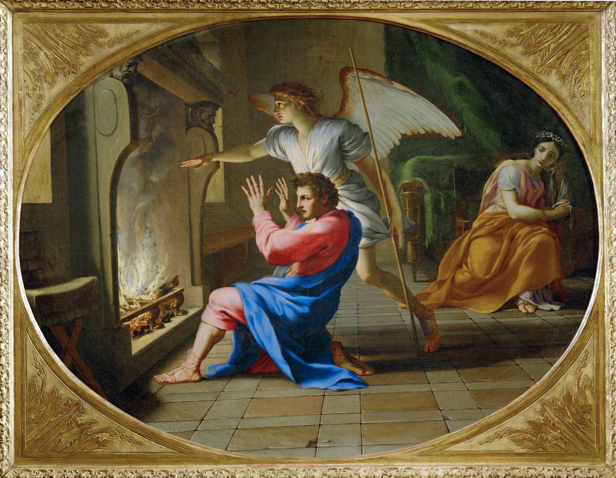 Svatební noc Tobiase a Sáry - svatební noc ... od Eustache (studio of) Le Sueur