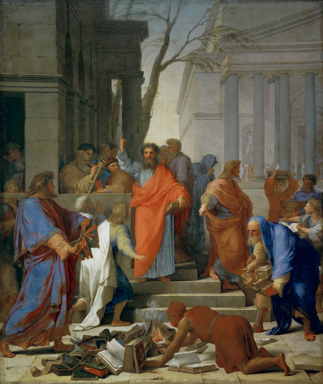 Kázání svatého Pavla v Efezu... od Eustache (studio of) Le Sueur