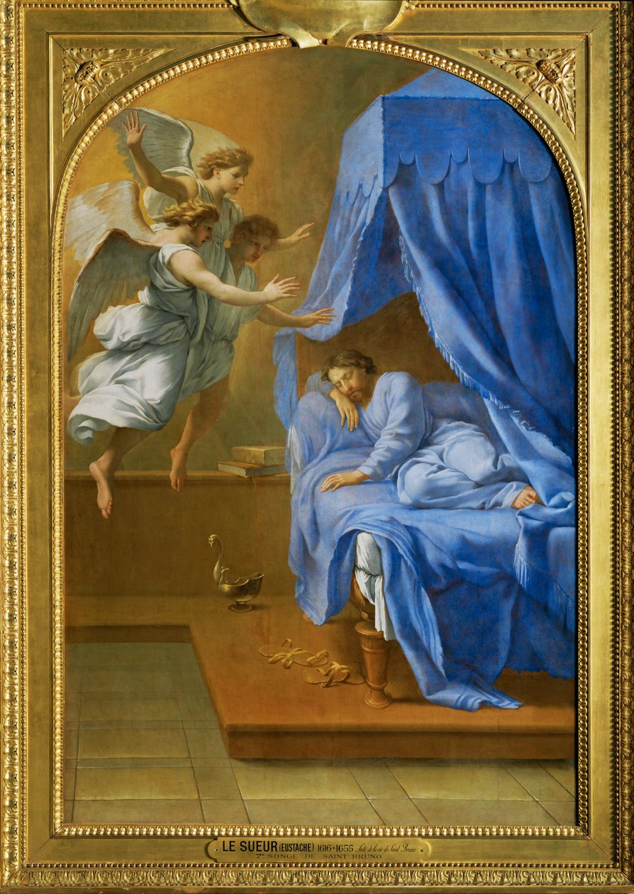 Le songe de Saint Bruno - Sen svatého Bruna ... od Eustache (studio of) Le Sueur