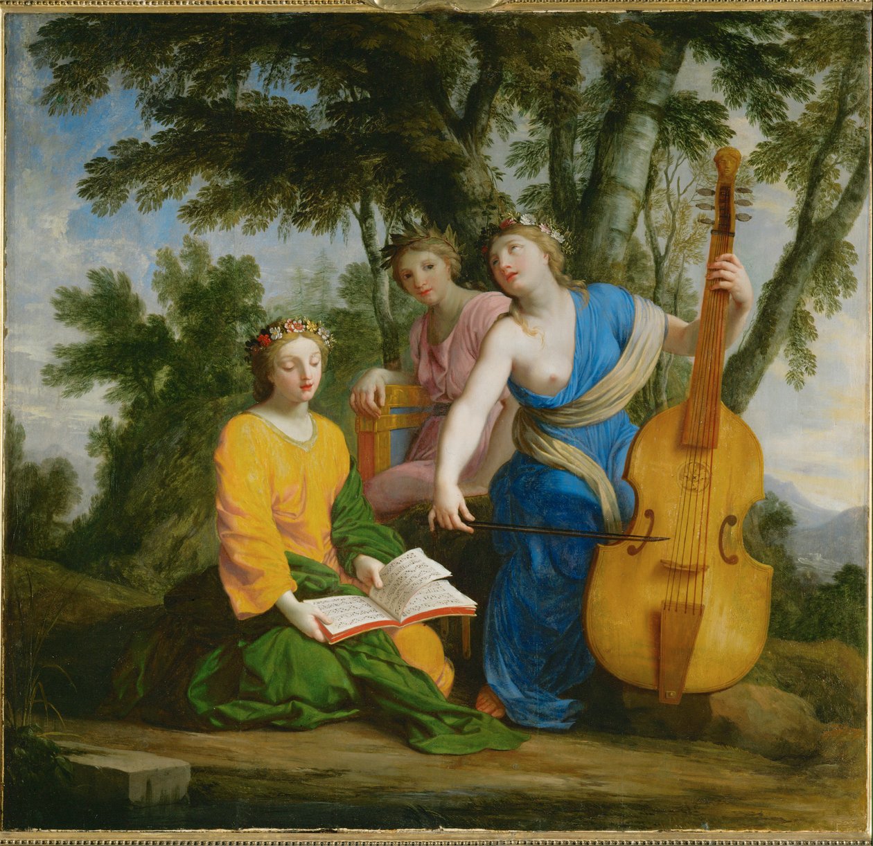 Melpomene, Erato a Polyhymnia ... od Eustache (studio of) Le Sueur