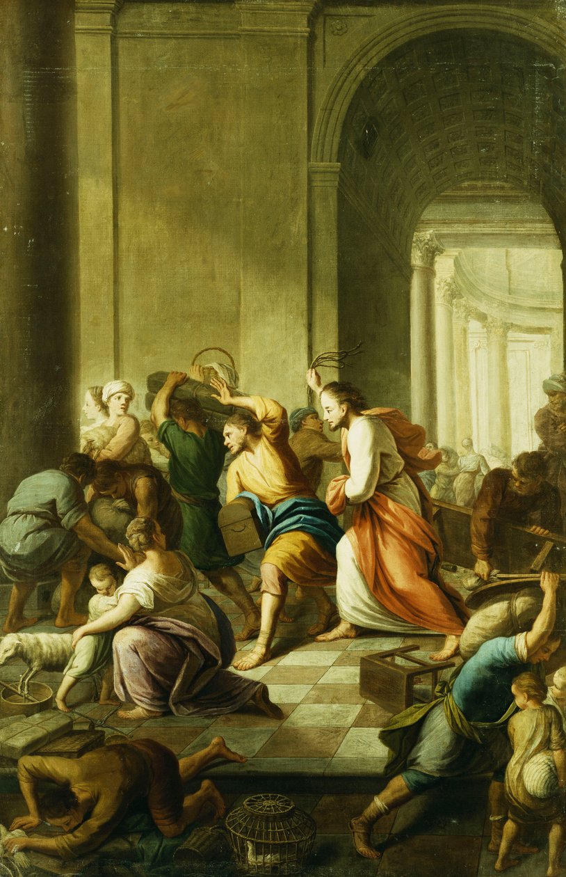 Kristus vyhání směnárníky z chrámu od Eustache Le Sueur
