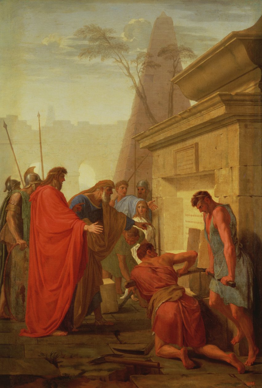 Darius Hystaspes otevírá hrobku Nitocrise, kolem roku 1649 od Eustache Le Sueur
