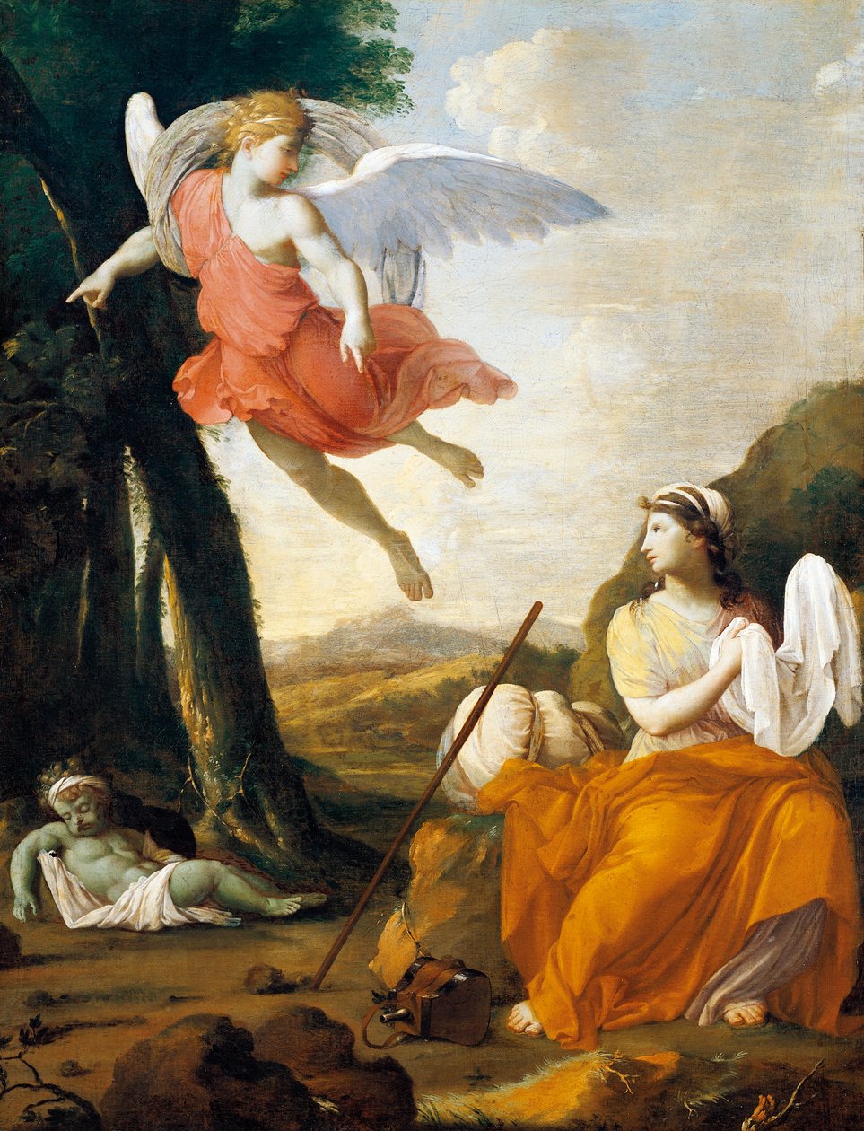 Hagar a Ismael zachráněni andělem, Eustache Le Sueur (1616-1655) od Eustache Le Sueur