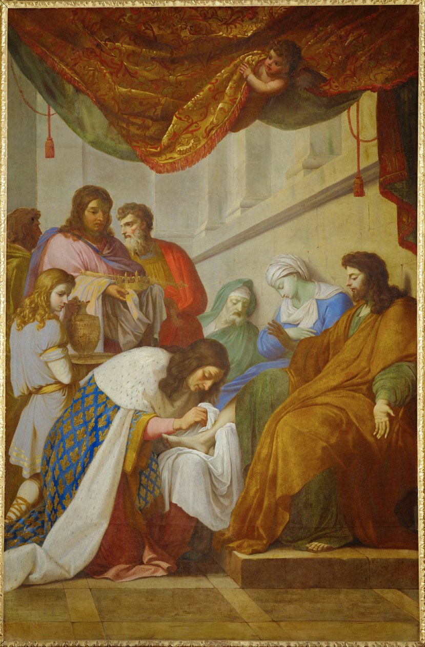 Saint Louis soignant les malades - Saint Louis ... (malba na plátně) od Eustache Le Sueur