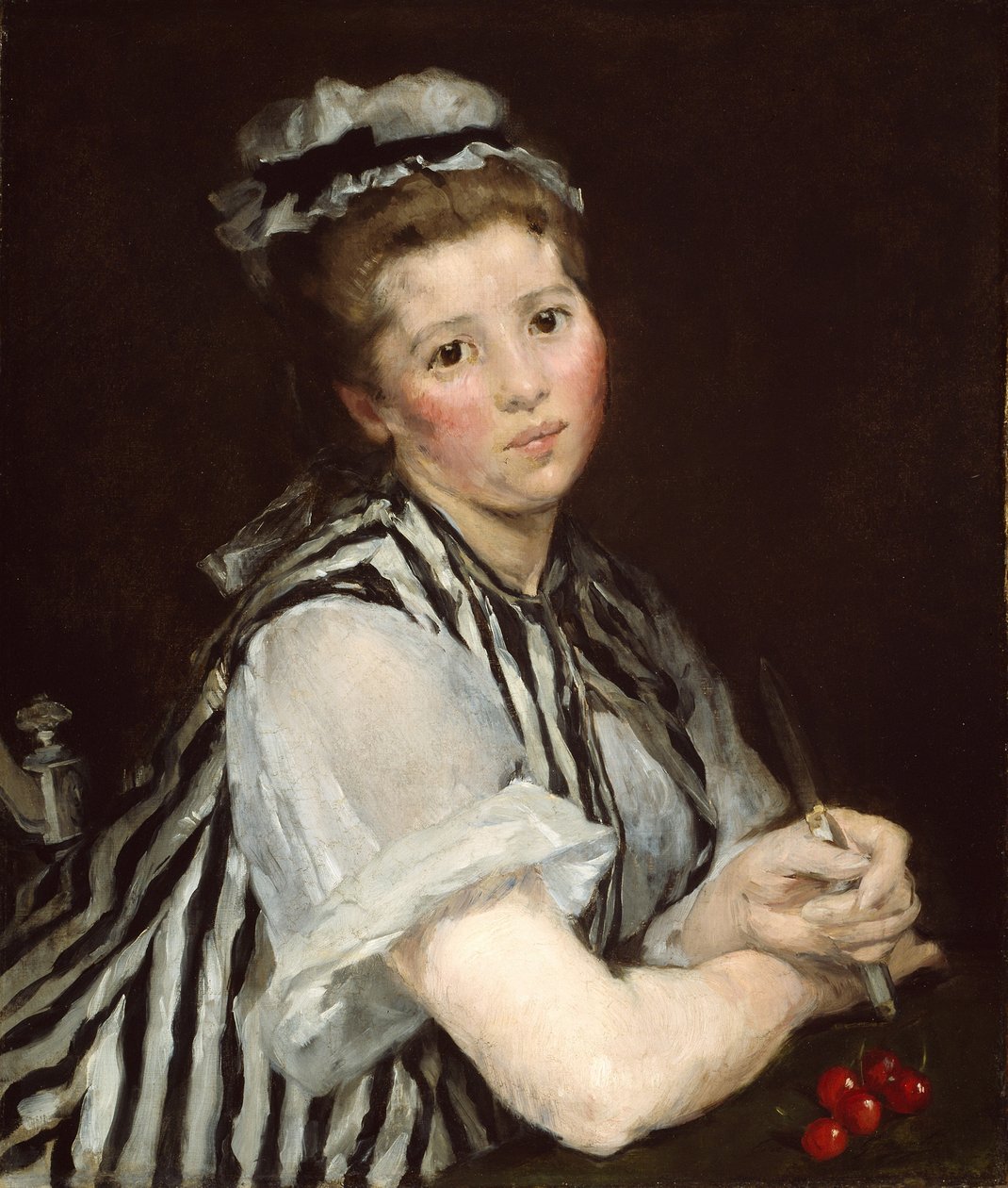 Dívka s třešněmi, cca 1870 (olej na plátně) od Eva Gonzalès