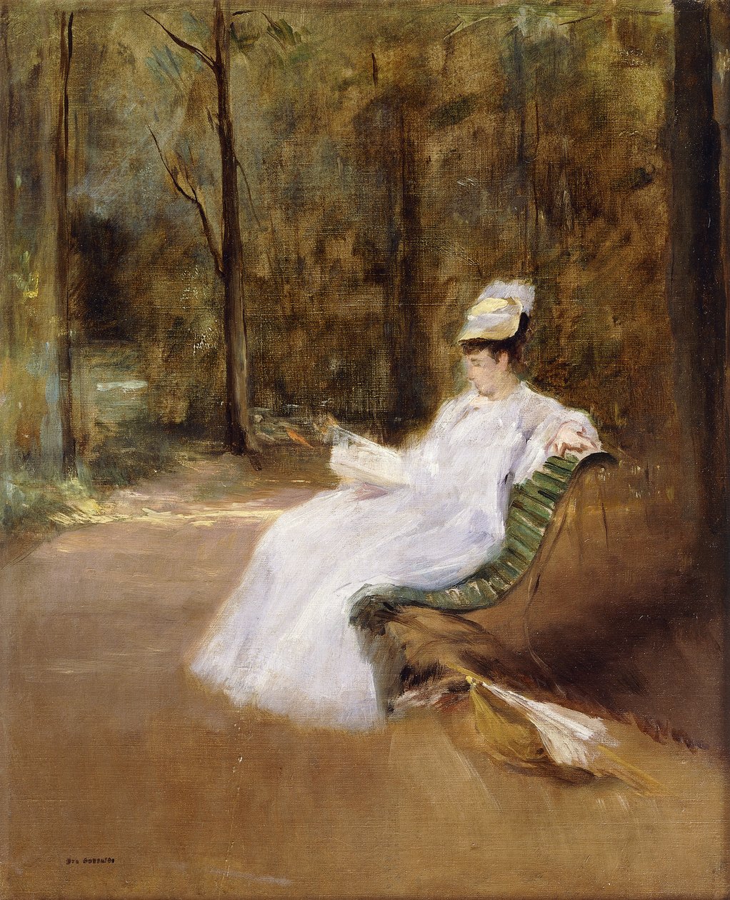 Sedí na lavičce; Na lavičce, kolem roku 1848 od Eva Gonzalès