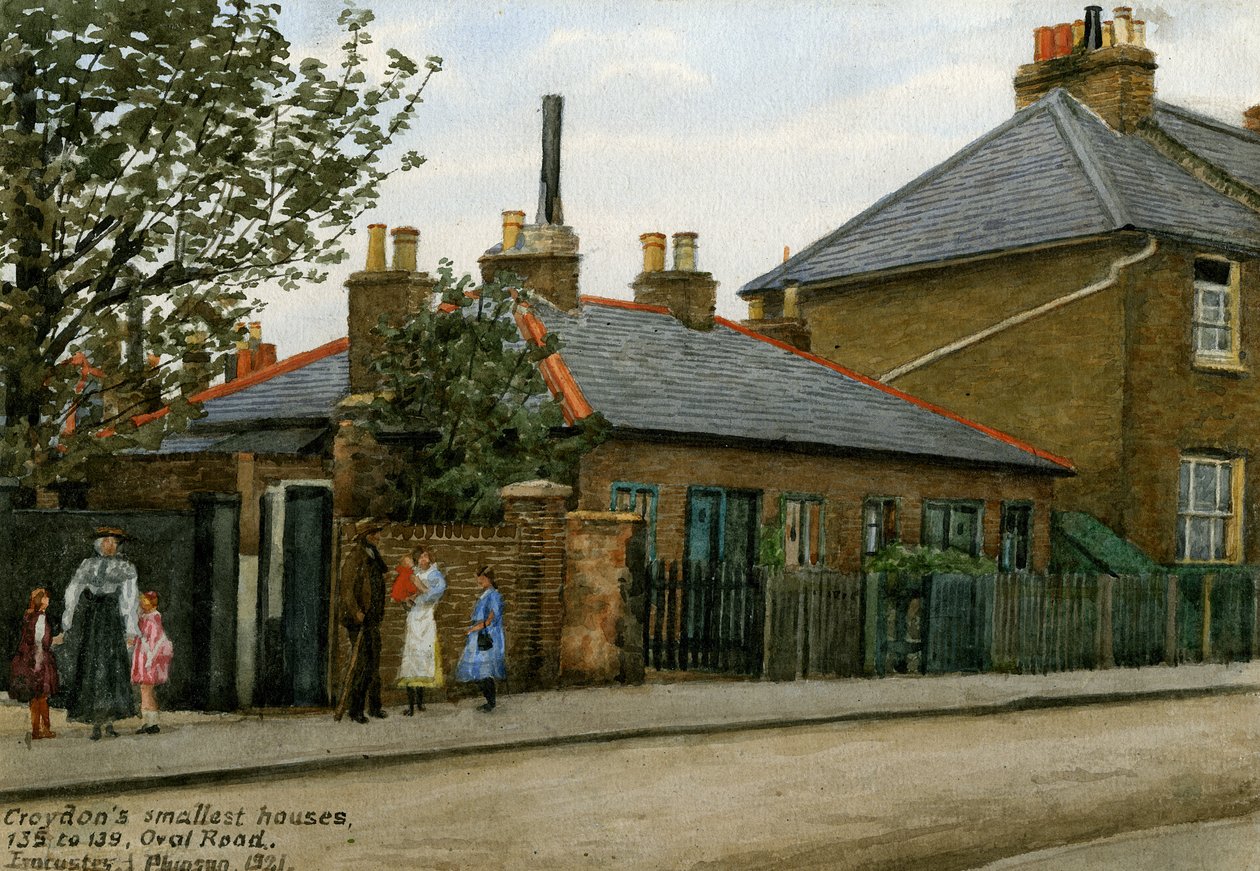 135 až 139 Oval Road: (čb na papíře) Croydons Smallest Houses, 1921. od Evacustes Arthur Phipson