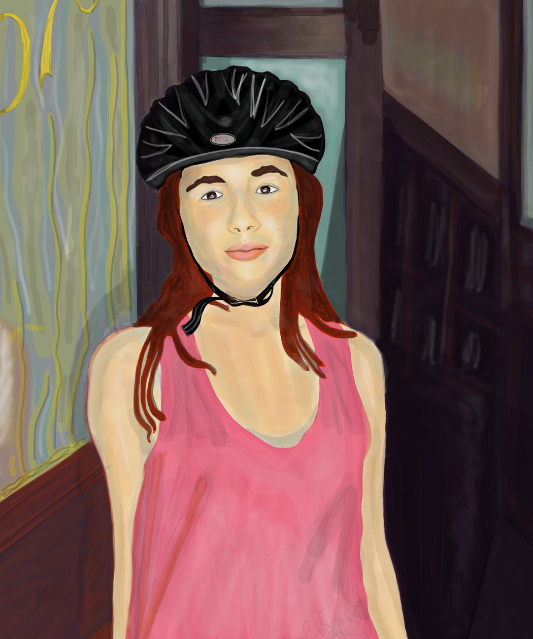 Ava v cyklistické přilbě, Brooklyn (digitální umění) od Evan Sklar
