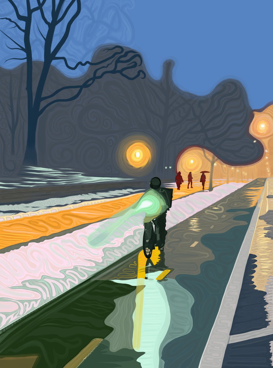 Cyklistický pruh, Prospect Park Brooklyn (digitální umění) od Evan Sklar