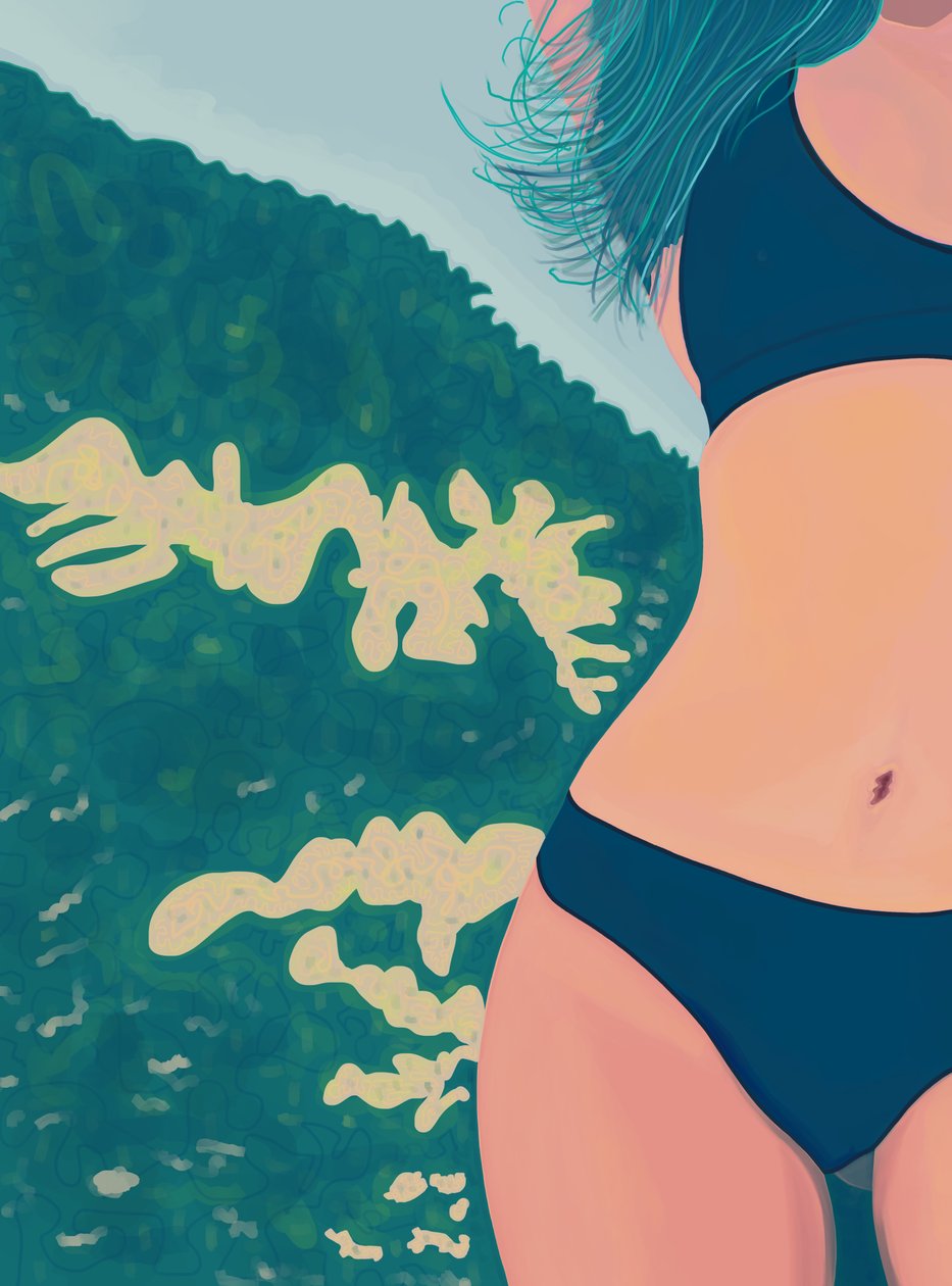 Modré bikiny, Brooklyn (digitální umění) od Evan Sklar