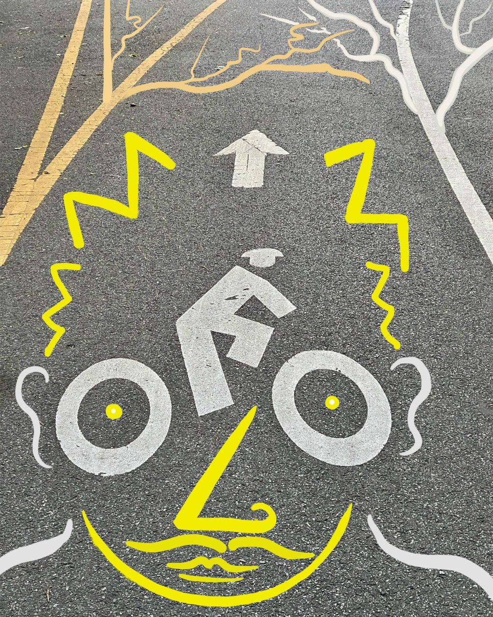 Cyklista a značení, cca 2020-24 (digitální umění) od Evan Sklar
