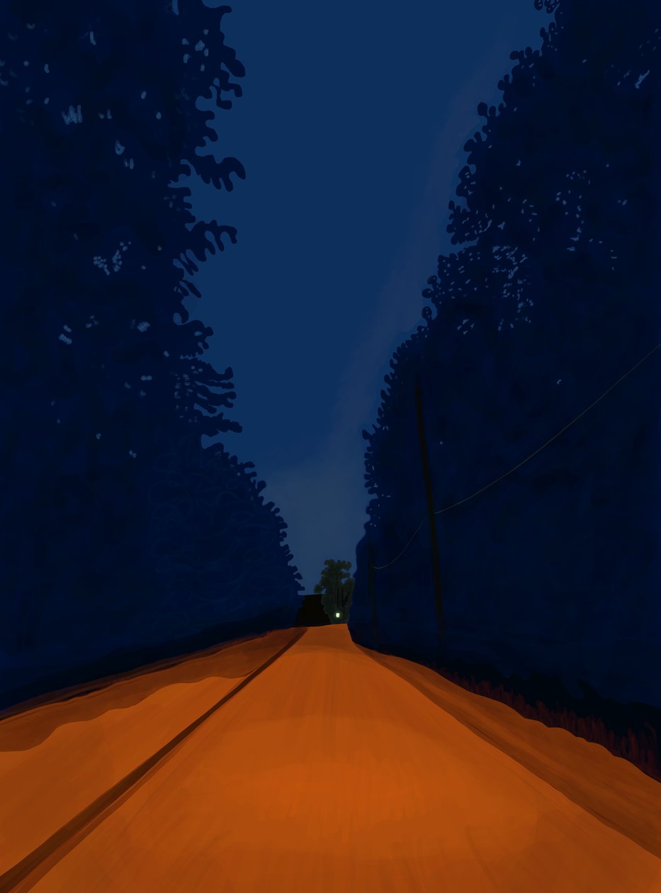 Dirt Road At Night, Brooklyn (digitální umění) od Evan Sklar
