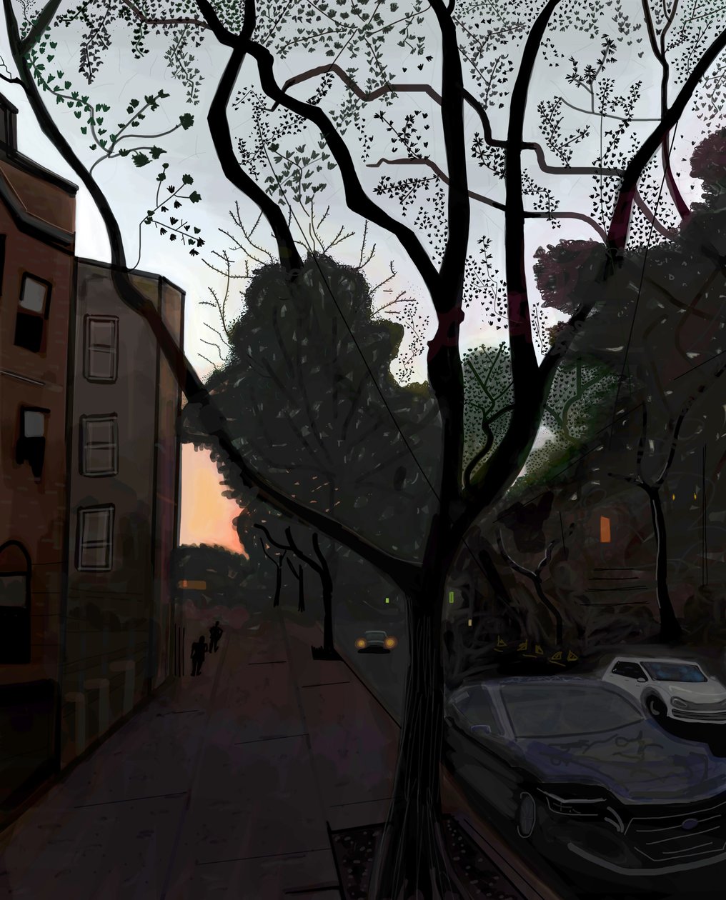 Pátá ulice, Brooklyn, srpen 2016 (ručně kresleno na iPadu tužkou Apple) od Evan Sklar