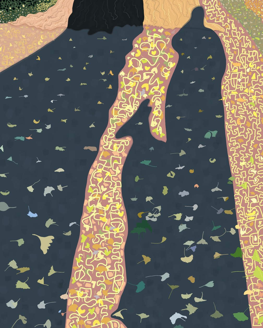 Ginko Leaves and Shadows, Brooklyn (digitální umění) od Evan Sklar