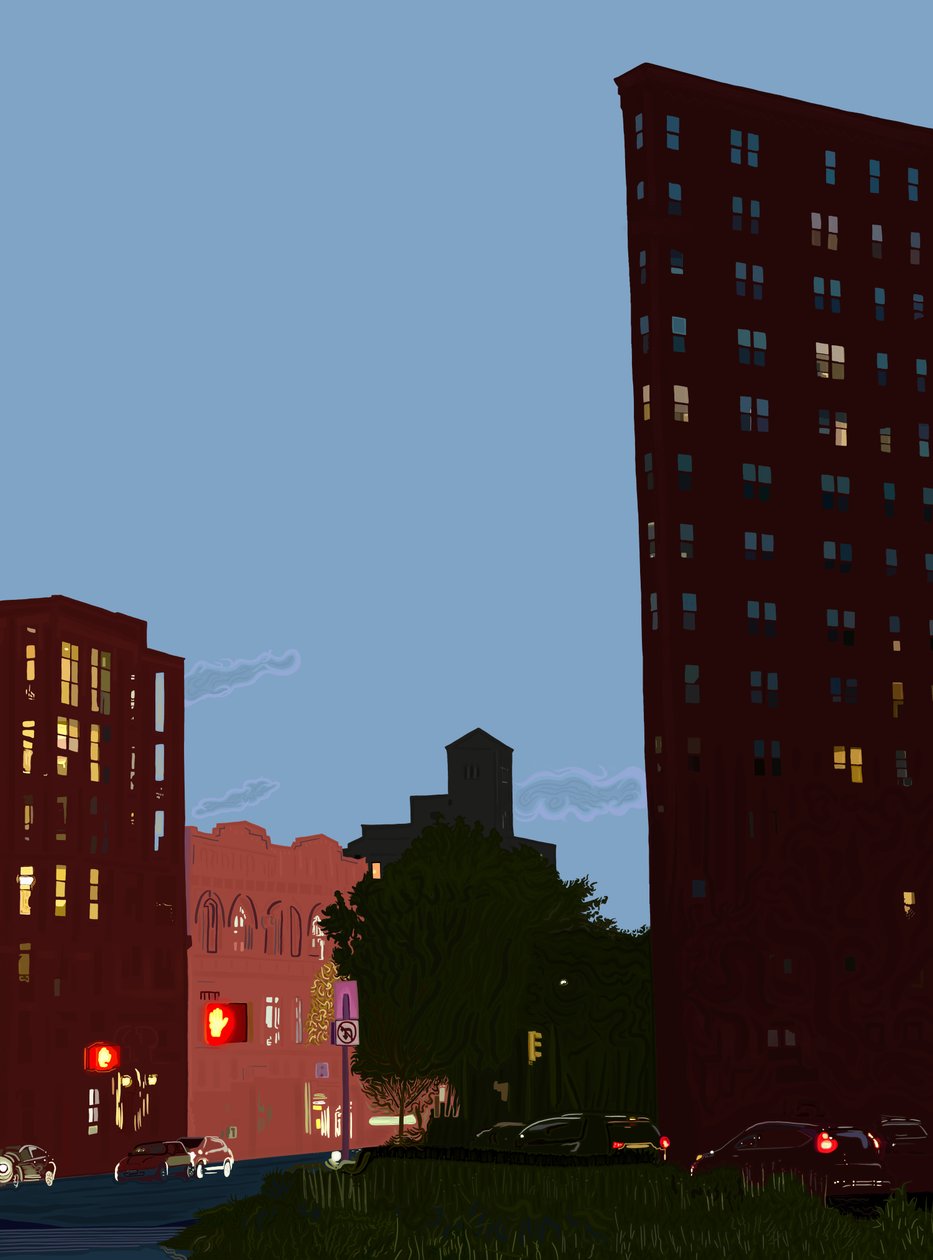 Grand Army Plaza za soumraku, cca 2020-24 (digitální umění) od Evan Sklar