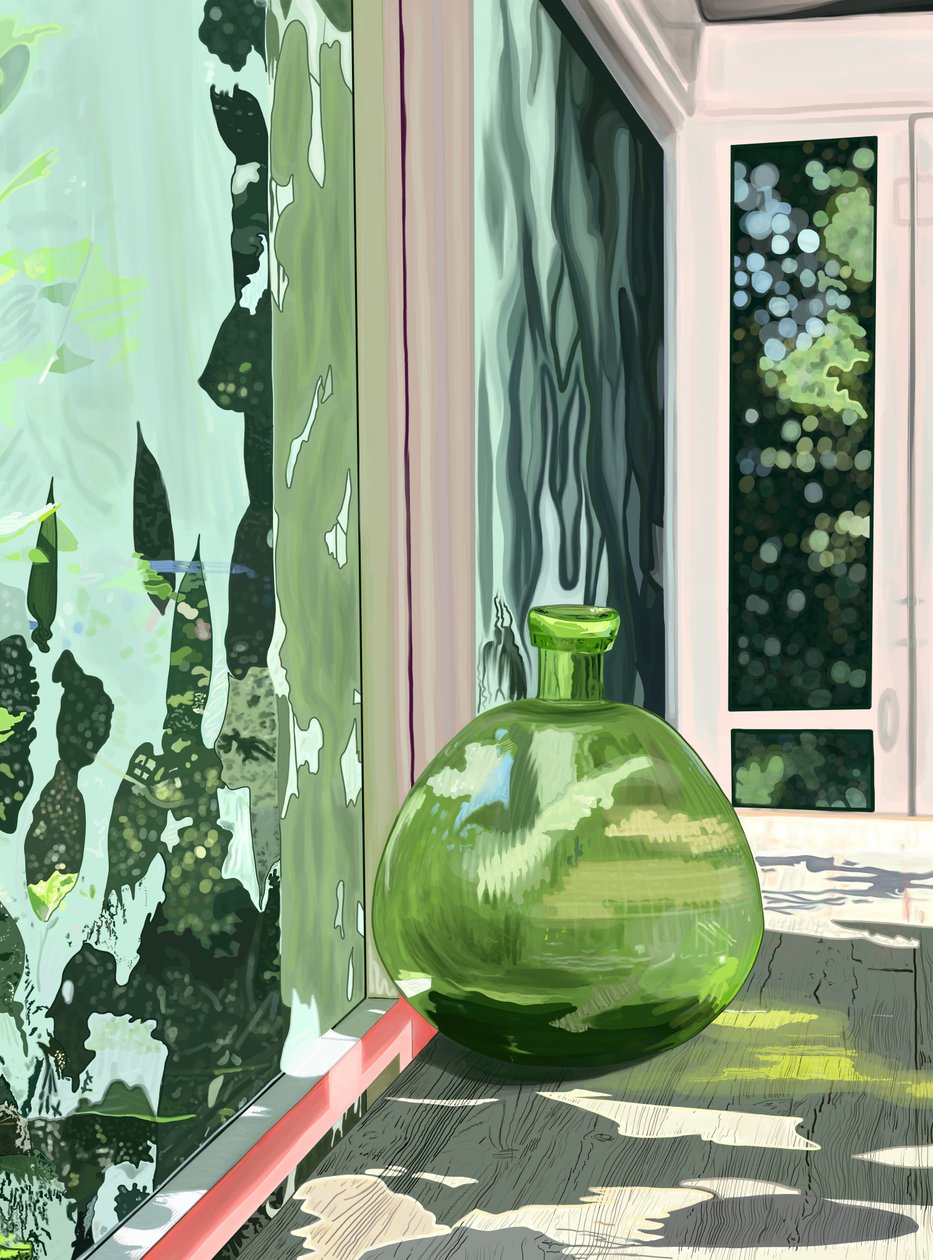 Zelená váza na verandě, Brooklyn (digitální umění) od Evan Sklar